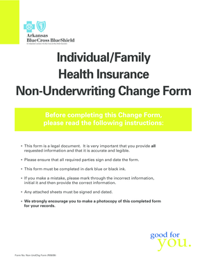 Arkansas Blue Cross Non-Underwriting Change Form