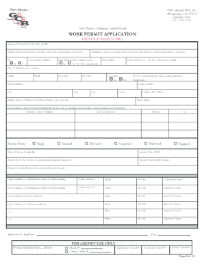 New Mexico Gaming Work Permit Application
