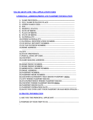 US DS-160 Online Visa Application Form