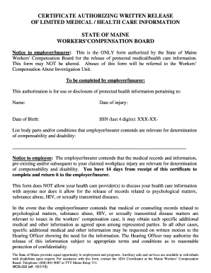 Maine Workers' Compensation Medical Release Form