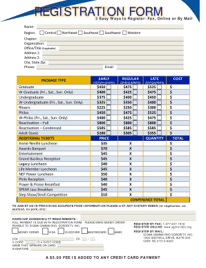 Sigma Gamma Rho Registration Form