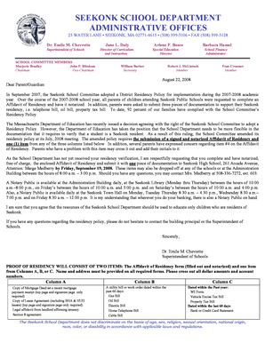 Seekonk Residency Affidavit
