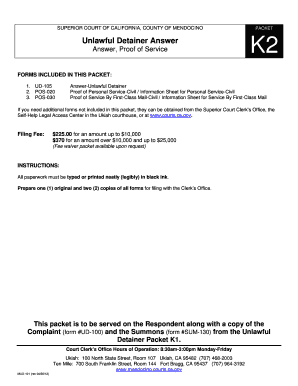 California Unlawful Detainer Answer