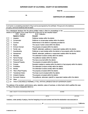 California Certificate of Assignment