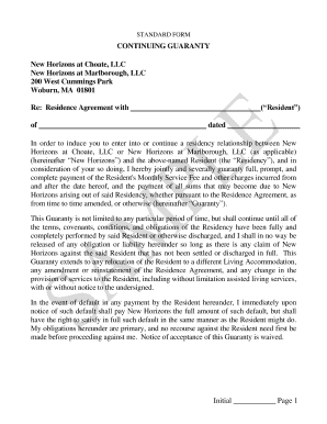 Sample Continuing Guaranty - New Horizons at Choate