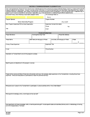 Training Internship Placement Plan