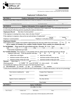 Employment Verification Form