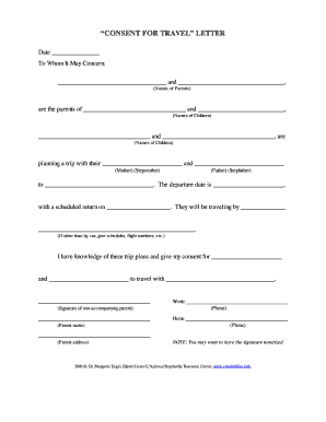 Consent for Travel Letter