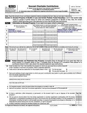IRS Form 8283 Noncash Charitable Contributions