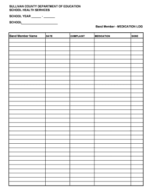 Band Member Medication Log