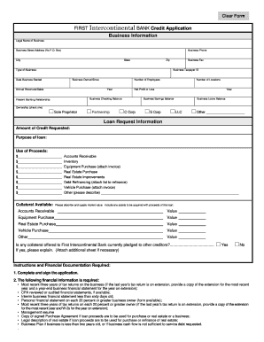 First Intercontinental Bank Business Credit Application