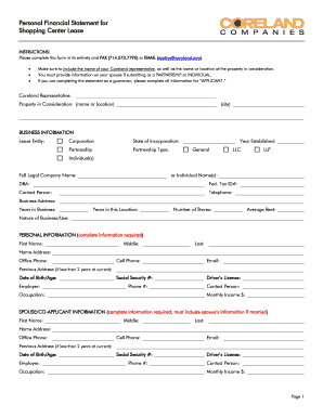 Shopping Center Lease Financial Statement