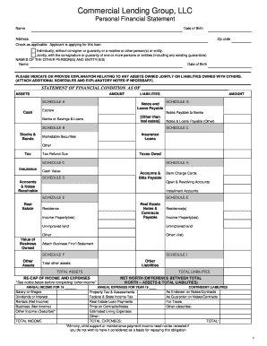 Commercial Lending Group Personal Financial Statement