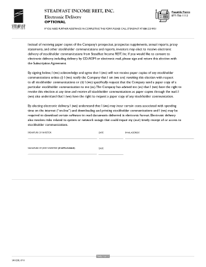Steadfast Income REIT Electronic Delivery Consent Form