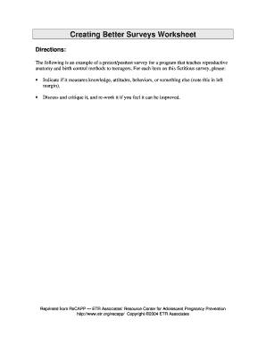 Creating Better Surveys Worksheet