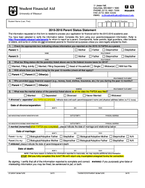 2015-2016 Parent Status Statement