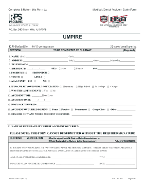 Medical/Dental Accident Claim Form