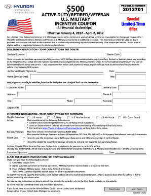 US Military Special Incentive Coupon