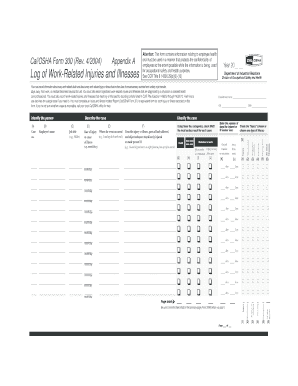 Cal/OSHA Form 300 Log of Work-Related Injuries and Illnesses