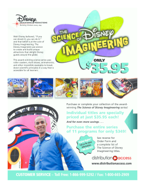 Science of Disney Imagineering Order Form