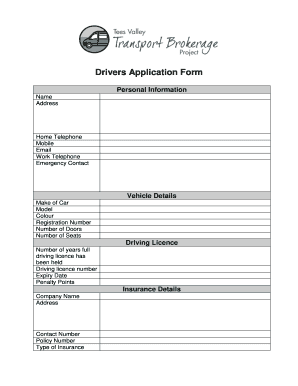 Drivers Application Form