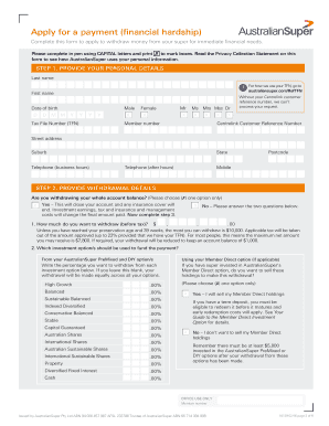 AustralianSuper Financial Hardship Withdrawal Form