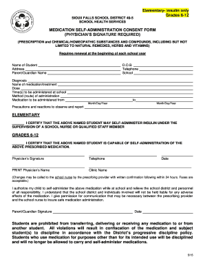 School Medication Self-Administration Consent Form