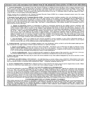 SF 180 Request Pertaining to Military Records