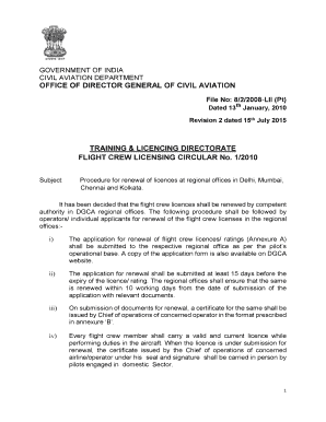 Flight Crew License Renewal Application