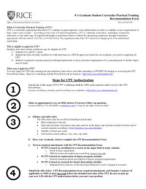F-1 Graduate Student Curricular Practical Training Recommendation Form