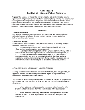 NAMI Board Conflict of Interest Policy Template - namivirginia