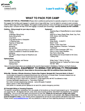 Camp Packing List