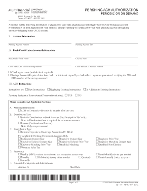 Pershing ACH Authorization Form