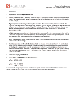 Request for Reimbursement Dependent Care Flexible Spending Account