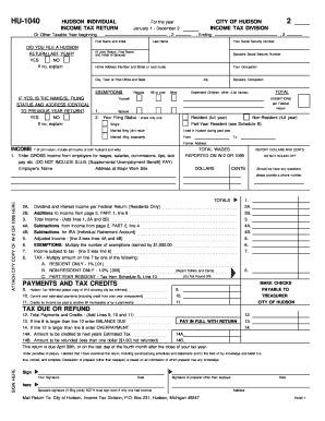 Hudson Individual Income Tax Return