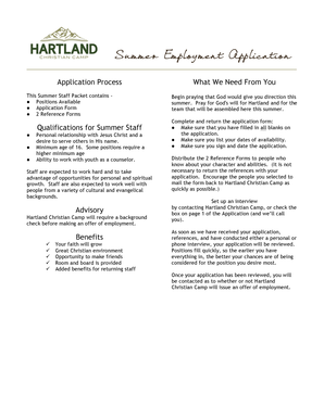 Summer Employment Application