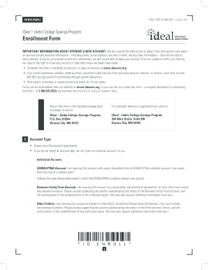 Idaho College Savings Program Enrollment Form