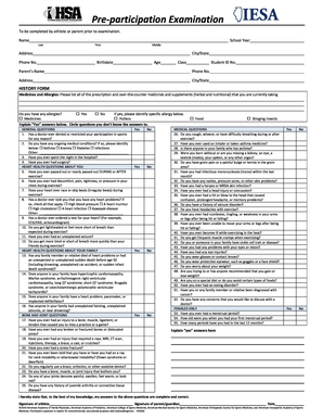 Pre-Participation Examination Form