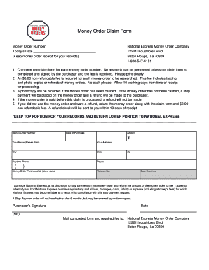Money Order Claim Form