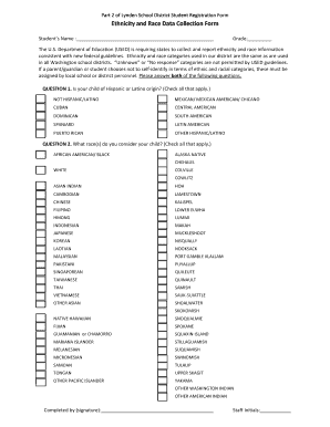 Lynden School District Student Registration Form Part 2