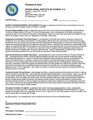 Patient Consent to Care Form
