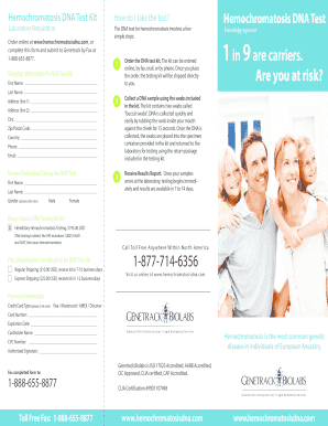 Hemochromatosis DNA Test Kit Order Form
