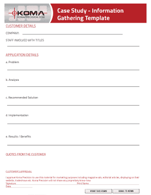 Case study sample - Case Study - Information Gathering Template