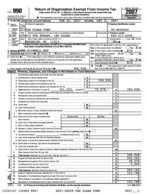 Form 990 Tax Exempt Organization Return