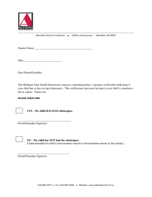 Michigan Chickenpox Verification Form