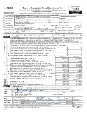 Form 990 2010 Prostate Cancer Foundation