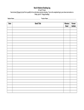 March Madness Reading Log