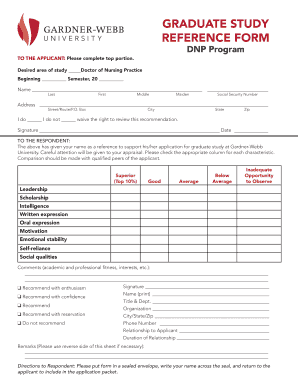 Graduate Study Reference Form