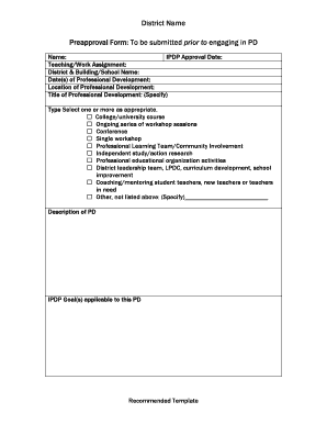 Ohio Professional Development Preapproval Form