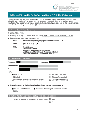 Stakeholder Feedback Form